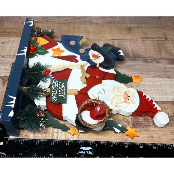 Wooden Christmas Santa Snowman Tabletop Decor Scene - Picture 4 of 6